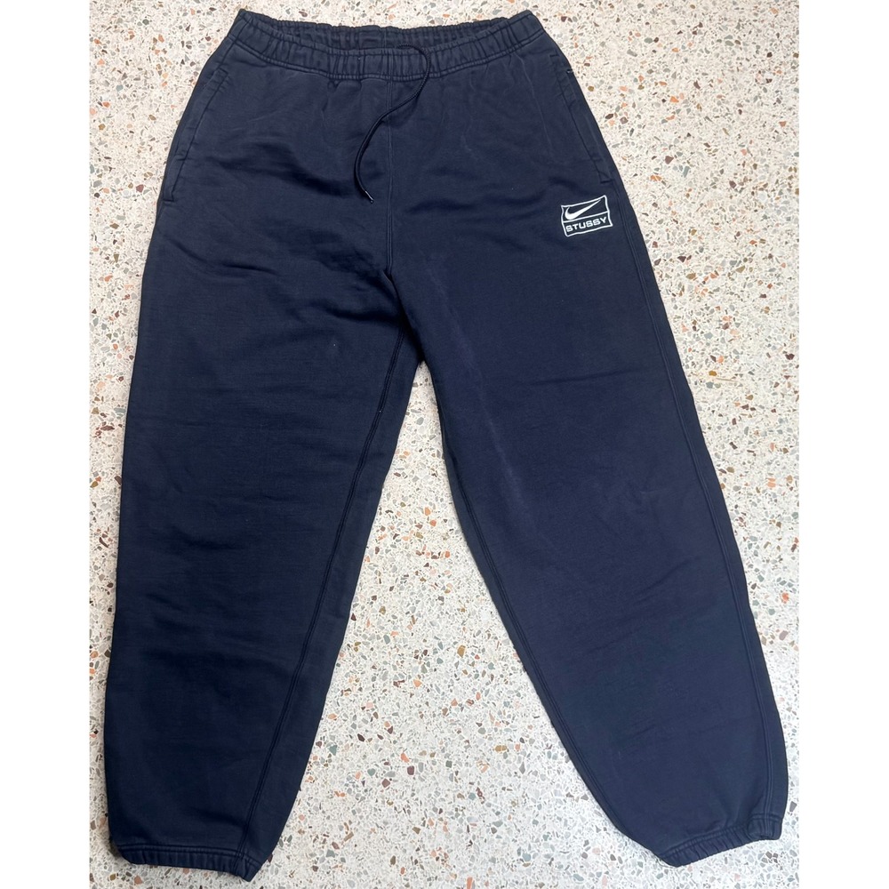 Nike x Stussy Men's Black Washed Embroidered Drawstring Waist Sweatpants Size L
